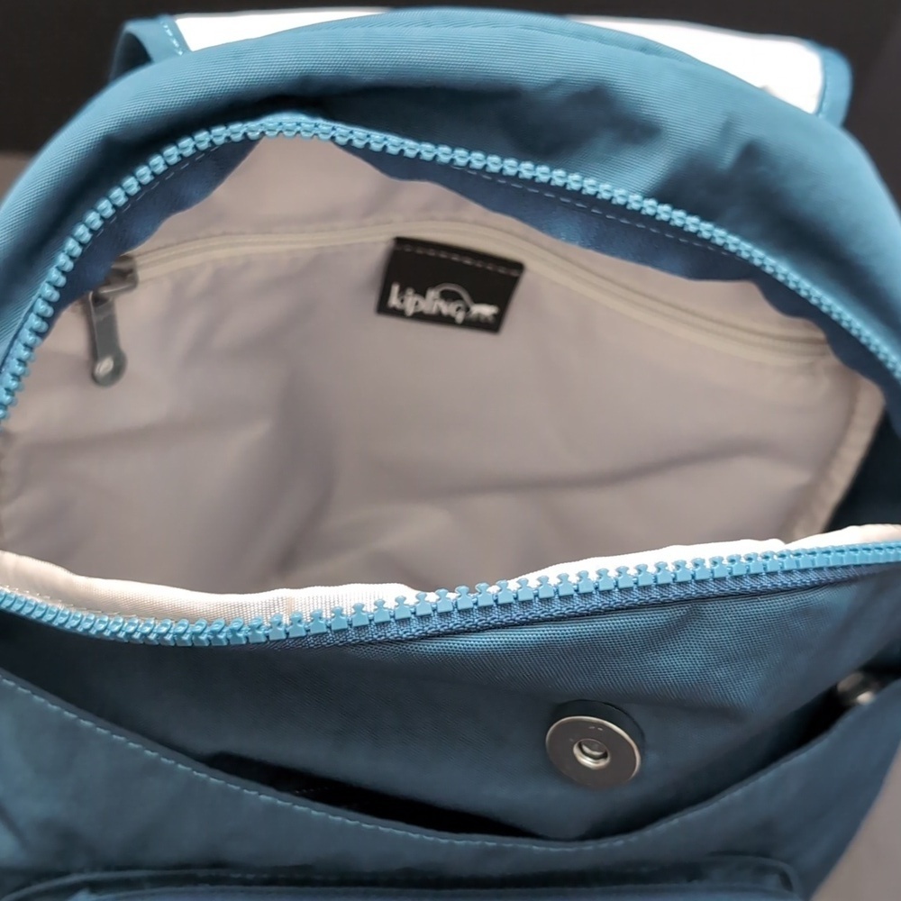 Kipling Queenie Small Teal Blue Nylon Backpack. - Picture 7 of 10